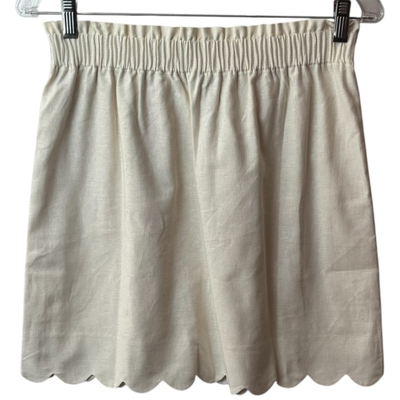 NEW J. Crew Linen Blend Ivory Lined Scallop Hem Skirt Coastal Minimalist 4 - Picture 5 of 10